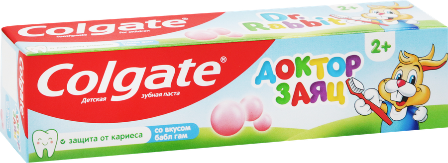 Зубная паста детская COLGATE Доктор Заяц со вкусом жвачки, защита от кариеса с фторидом, с 2 лет, 50мл, предпросмотр