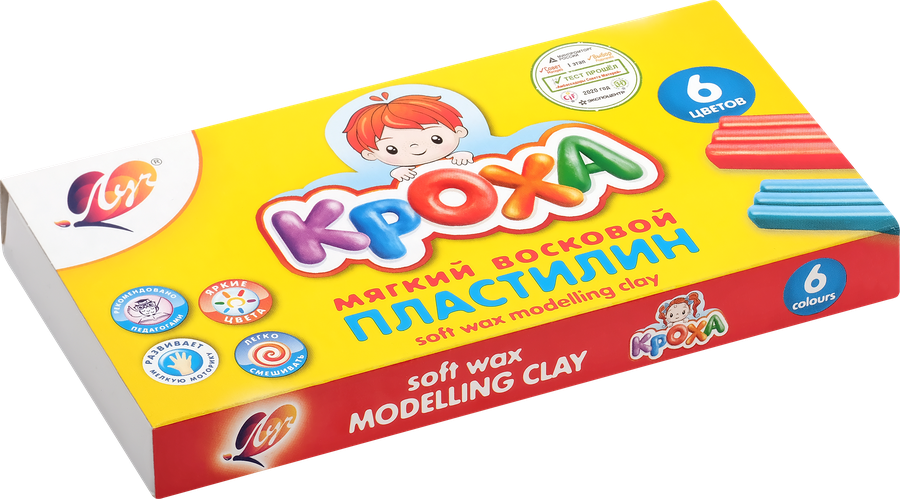 Пластилин ЛУЧ Кроха, мягкий, 6 цветов, превью