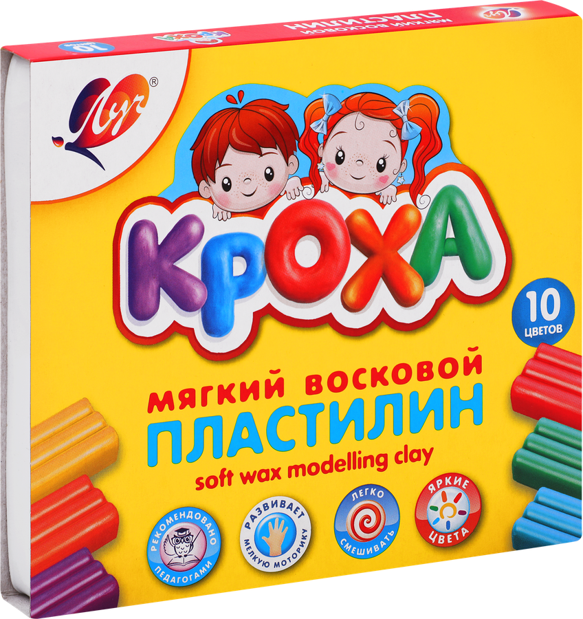 Пластилин ЛУЧ Кроха 10 цветов, мягкий Арт. 12C875-08, превью