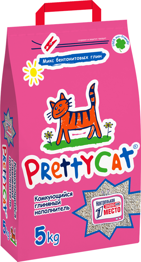 Наполнитель бентонитовый для туалета домашних животных PRETTYCAT комкующийся, 5кг, превью