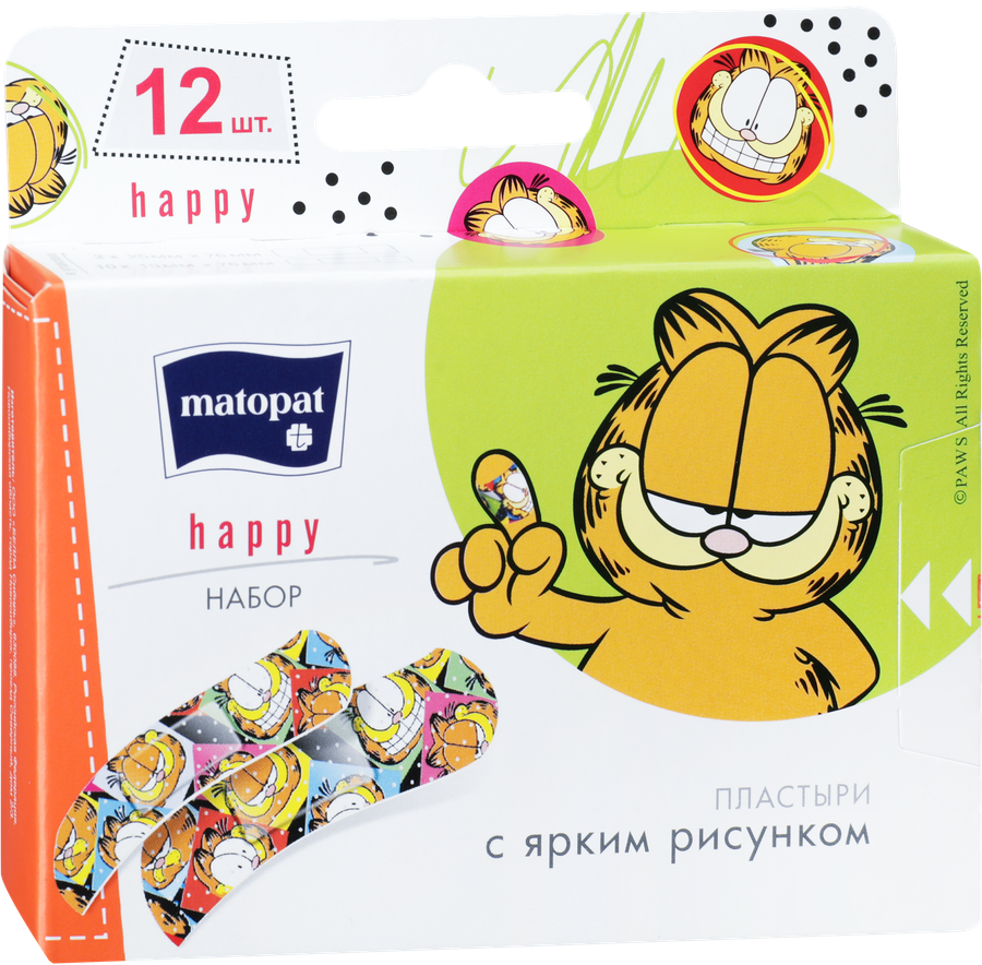 Пластыри MATOPAT Happy цветные, 12шт, предпросмотр