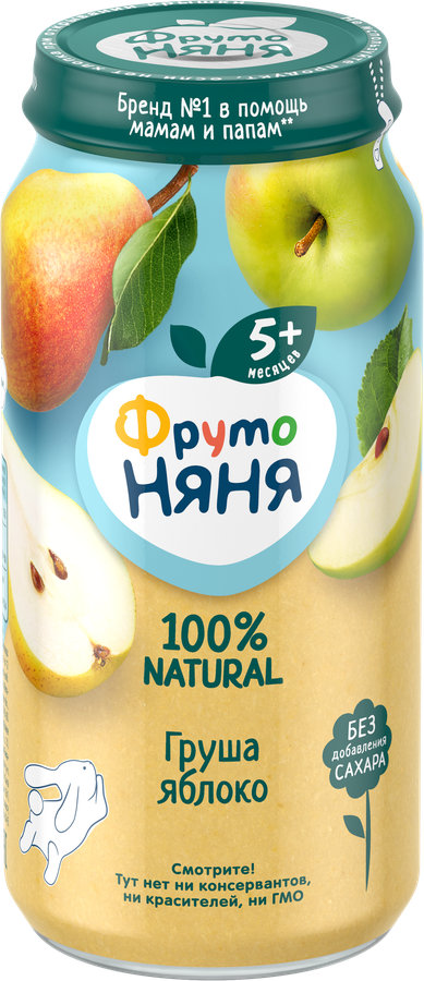 Пюре фруктовое ФРУТОНЯНЯ Груша, яблоко, с 5 месяцев, 250г, превью