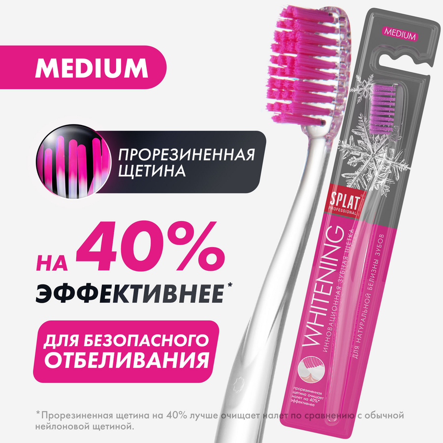 Зубная щетка SPLAT Professional Whitening Medium инновационная, средней жесткости, предпросмотр