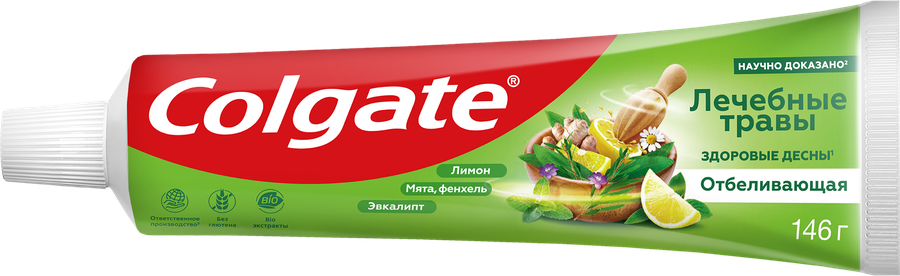Зубная паста COLGATE Лечебные травы отбеливающая с натуральными ингредиентами для здоровья зубов и десен и белоснежной улыбки, 100мл, предпросмотр