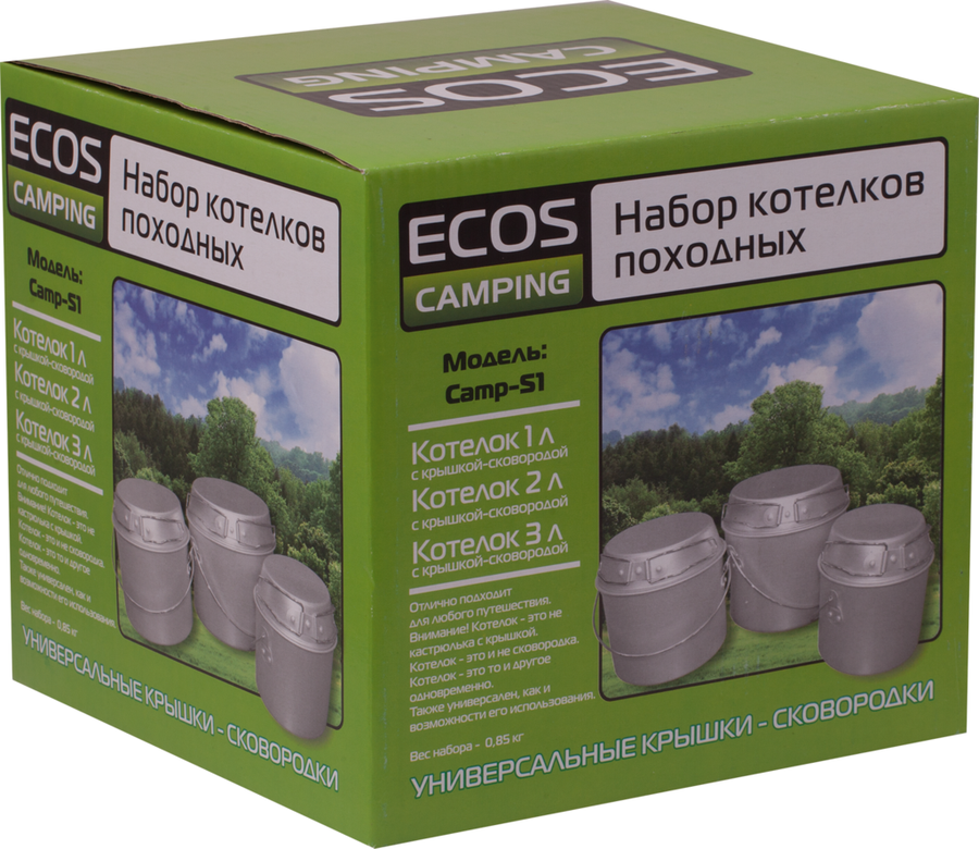 Набор походных котелков ECOS Camp-S1 1л, 2л и 3л, Арт. 991008, 3шт, превью