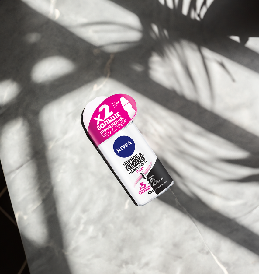 Дезодорант-антиперспирант роликовый женский NIVEA Clear Черное и белое Невидимый, 50мл, превью