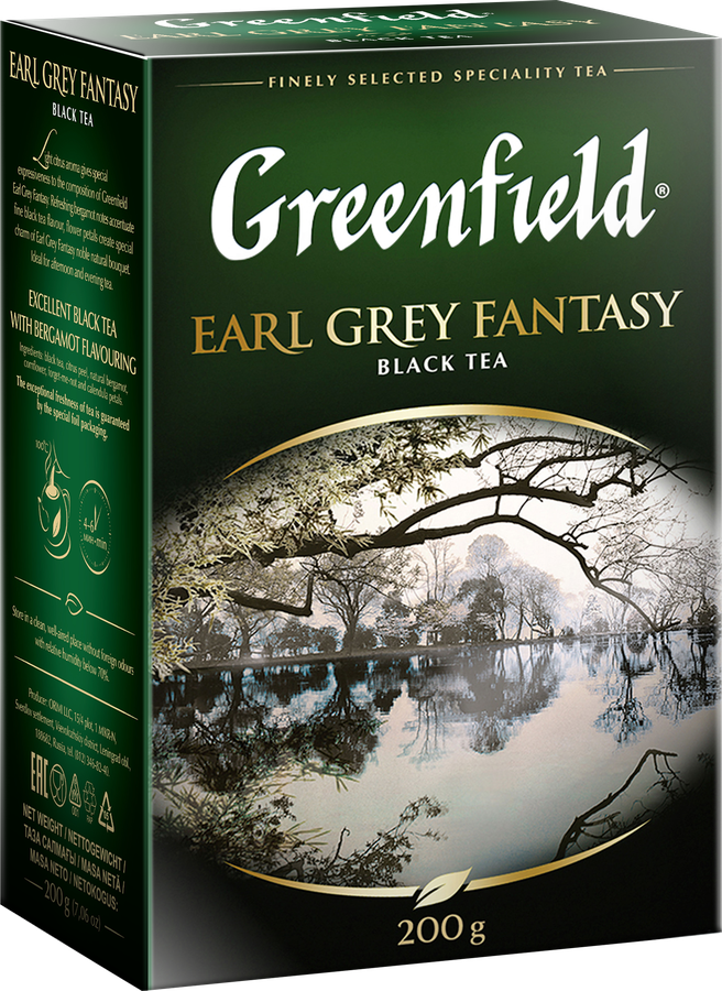 Чай черный GREENFIELD Earl Grey Fantasy с ароматом бергамота листовой, 200г, превью