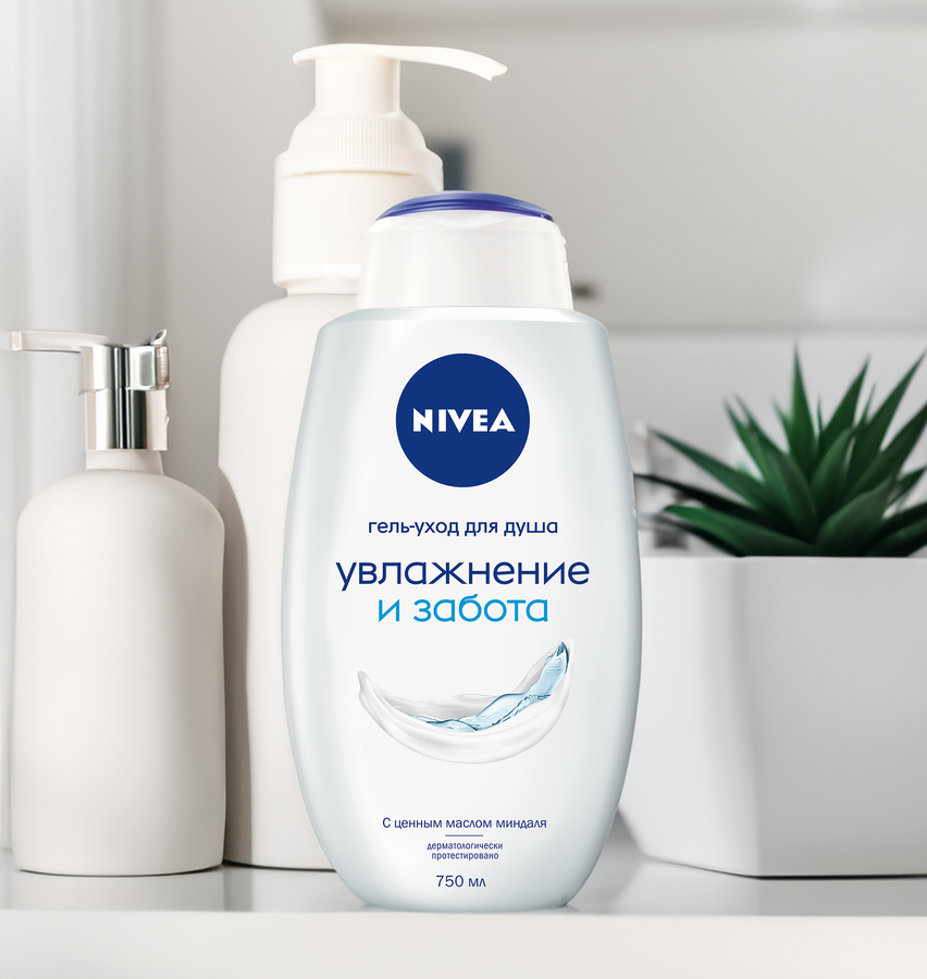 Гель-уход для душа NIVEA Увлажнение и забота, для всей семьи, увлажняющий, 750мл, предпросмотр
