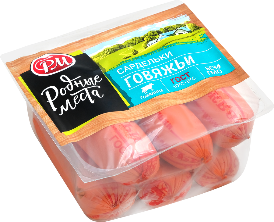 Сардельки РОДНЫЕ МЕСТА Говяжьи, 1-й сорт, весовые, предпросмотр