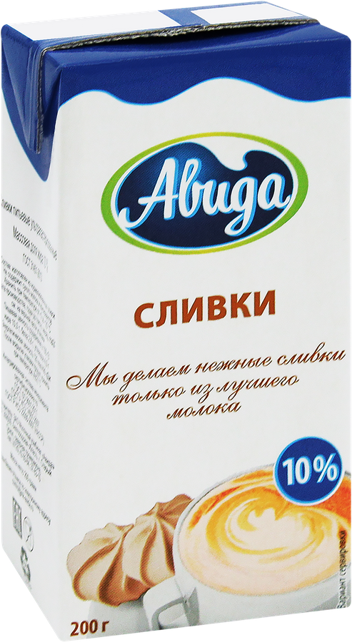Сливки ультрапастеризованное АВИДА 10%, без змж, 200г, предпросмотр