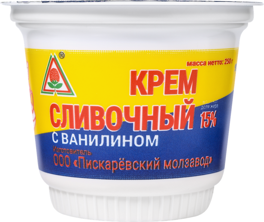 Крем МЗ ПИСКАРЕВСКИЙ Сливочный сладкий 15%, без змж, 250г, превью