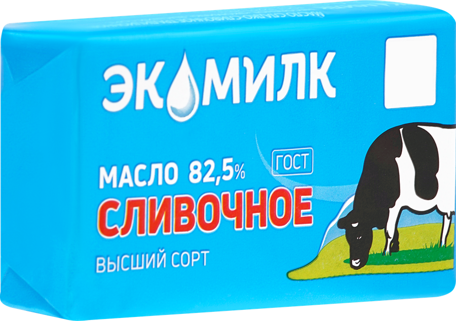 Масло сливочное ЭКОМИЛК 82,5% высший сорт, без змж, 180г, превью