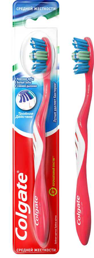 Зубная щетка COLGATE Тройное действие многофункциональная, средней жесткости, превью