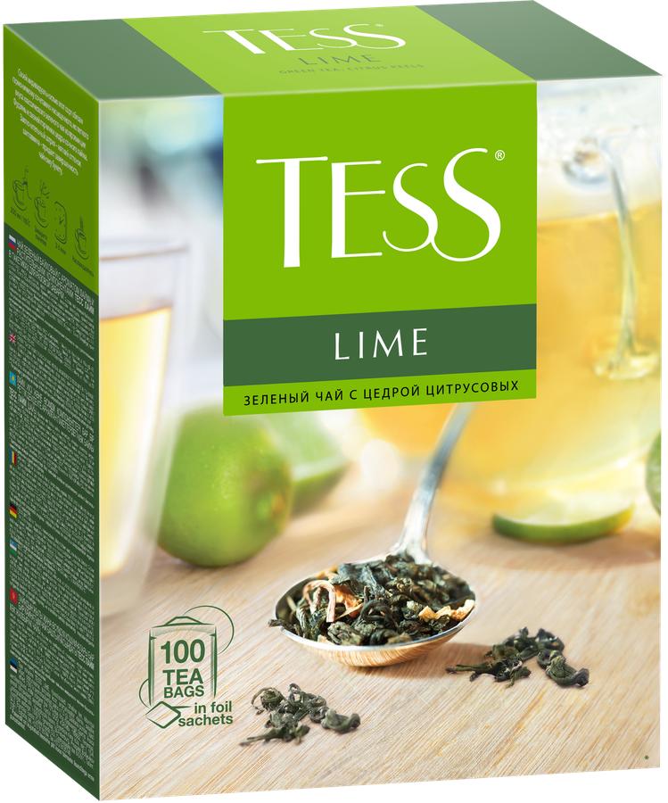 Чай зеленый TESS Lime с цедрой цитрусовых и ароматом лайма, 100пак, превью