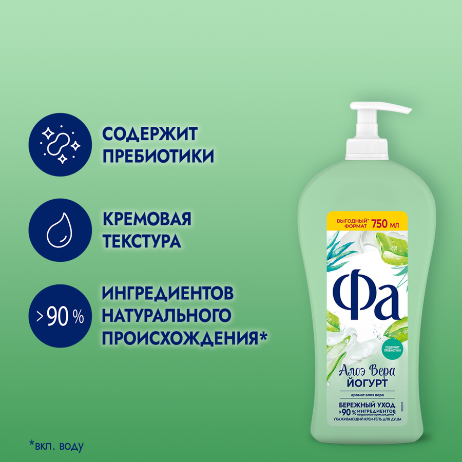 Гель для душа ФА Yoghurt Алоэ Вера, 750мл, превью