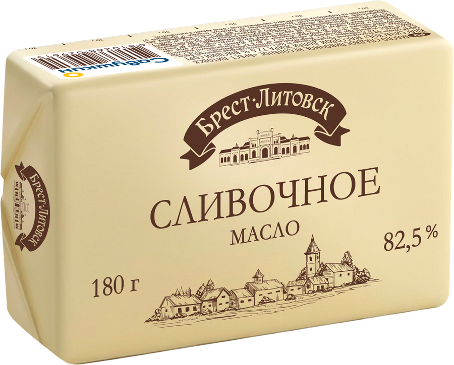 Масло сладкосливочное БРЕСТ-ЛИТОВСК Сливочное несоленое 82,5%, без змж, 180г, предпросмотр