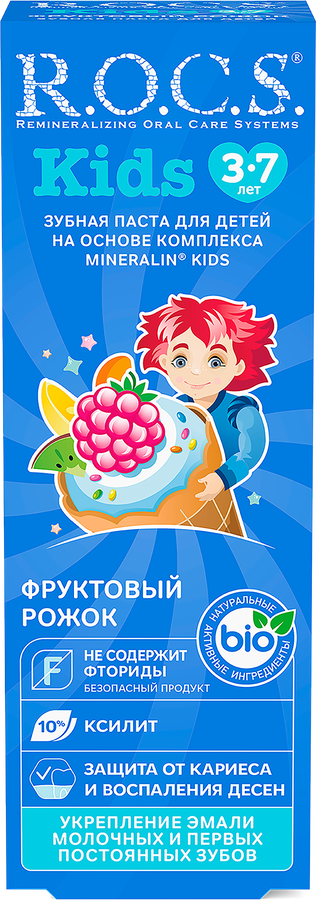 Зубная паста детская R.O.C.S. Фруктовый рожок, без фтора, 45г, превью