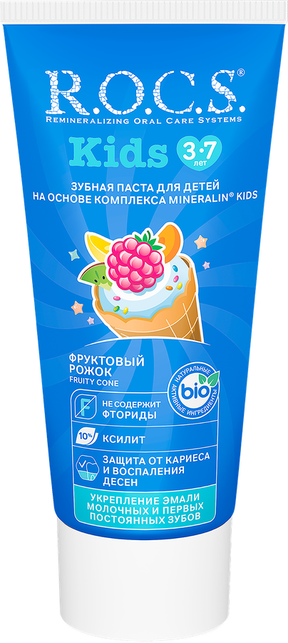 Зубная паста детская R.O.C.S. Фруктовый рожок, без фтора, 45г, превью
