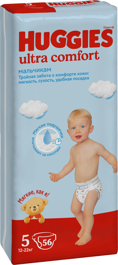 Подгузники для мальчиков HUGGIES Ultra Comfort 5 12–22кг, 56шт, превью