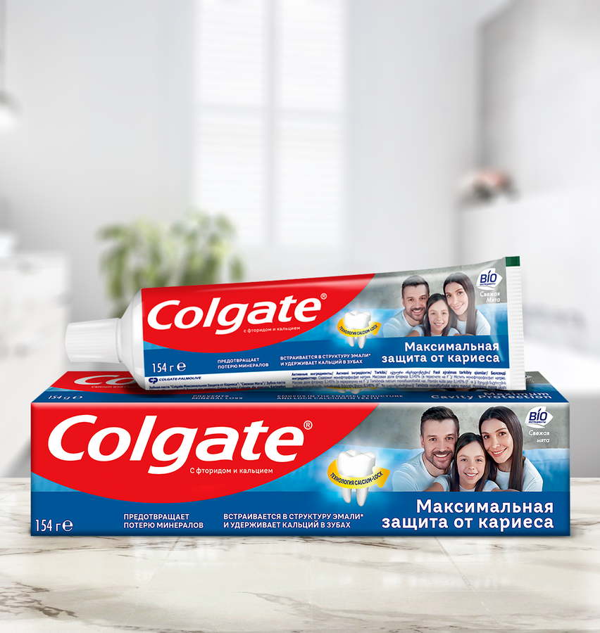 Зубная паста COLGATE Максимальная защита от кариеса Свежая мята с 
комплексом кальция и фторида и технологий Calcium-lock, 100мл, предпросмотр