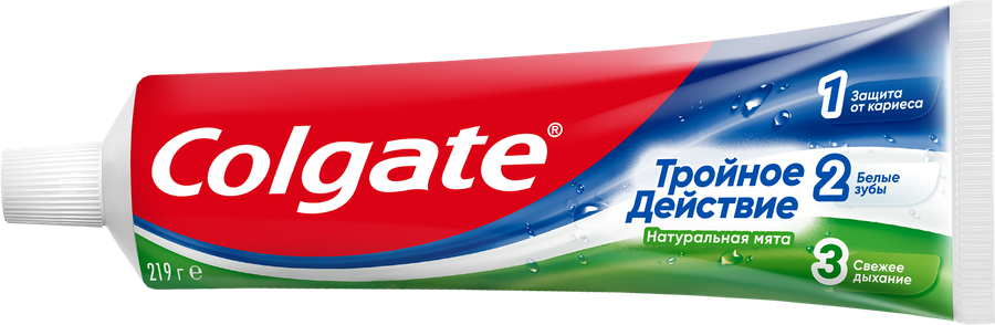 Зубная паста COLGATE Тройное действие Натуральная мята для защиты от кариеса, удаления потемнений с зубов и свежего дыхания, 150мл, предпросмотр