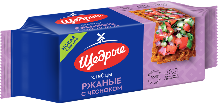 Хлебцы ржаные ЩЕДРЫЕ с чесноком, 100г, превью