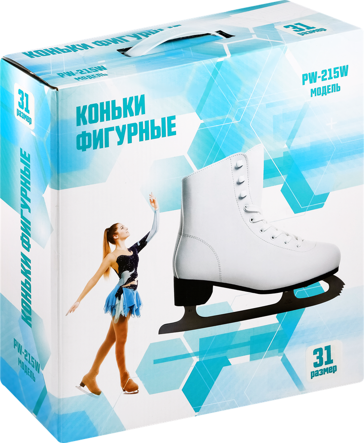 Коньки фигурные р. 31–36, белые, Арт. PW-215W, предпросмотр