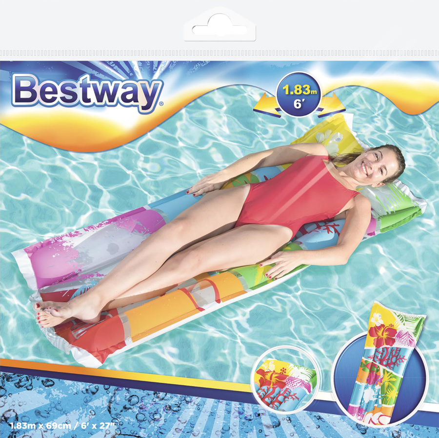 Матрас надувной для плавания BESTWAY Модный 183х69см, с ремкомплектом, Арт. 44033, предпросмотр