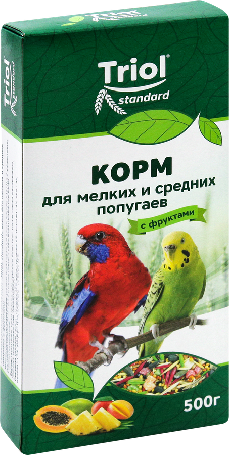 Корм для мелких и средних попугаев TRIOL Криспи с фруктами, 500г, предпросмотр