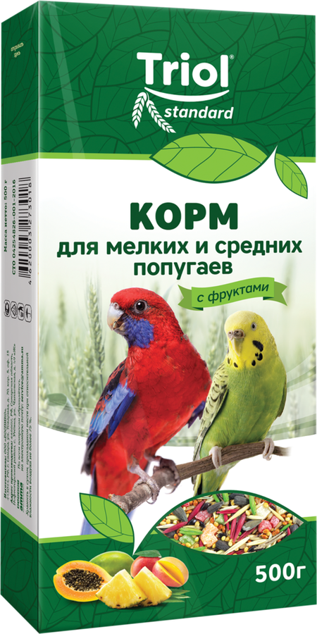 Корм для мелких и средних попугаев TRIOL Криспи с фруктами, 500г, предпросмотр