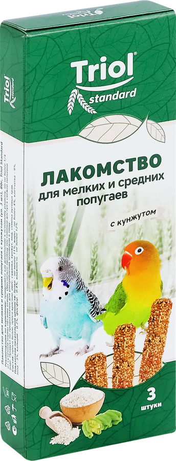 Лакомство для попугаев TRIOL с кунжутом, для мелких и средних пород, 80г, превью