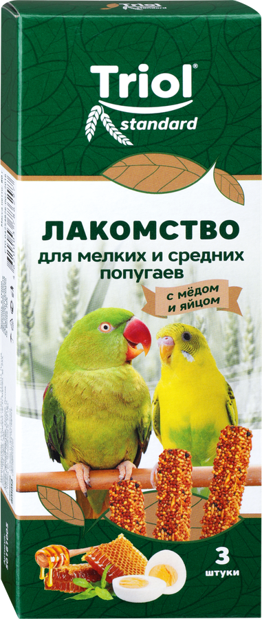 Лакомство для мелких и средних попугаев TRIOL с медом и яйцом, 80г, предпросмотр