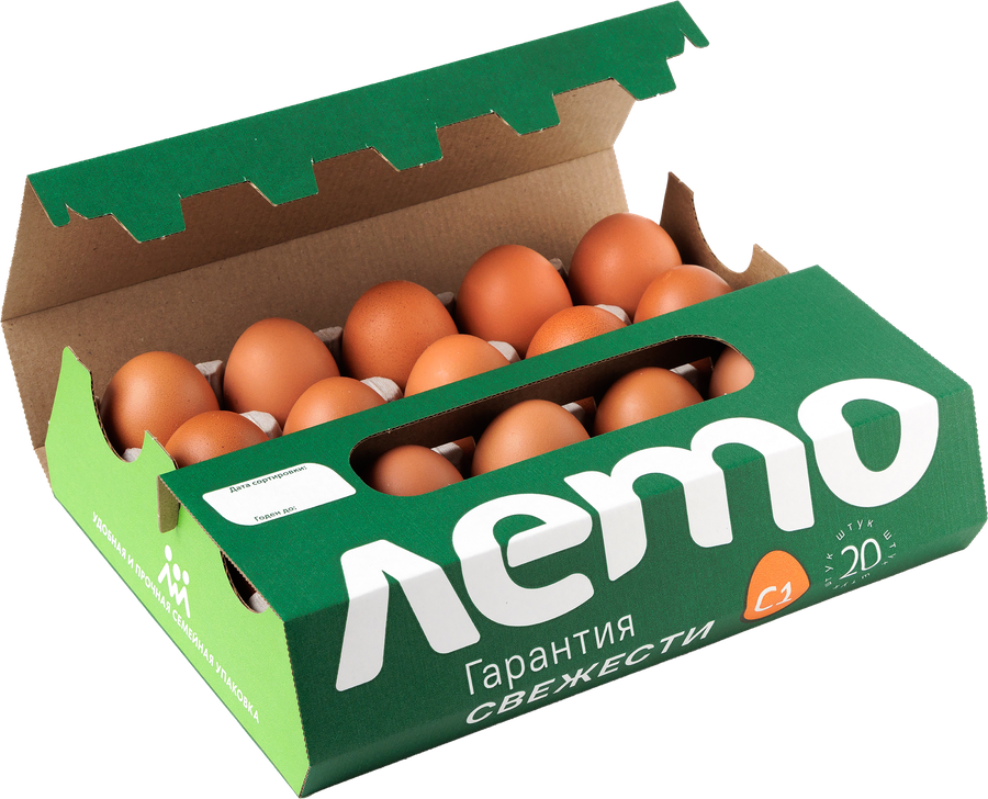 Яйцо куриное ЛЕТО С1 столовое, 20шт, превью
