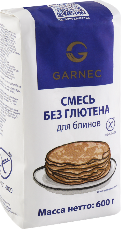 Смесь для блинов безглютеновая GARNEC, 600г, предпросмотр