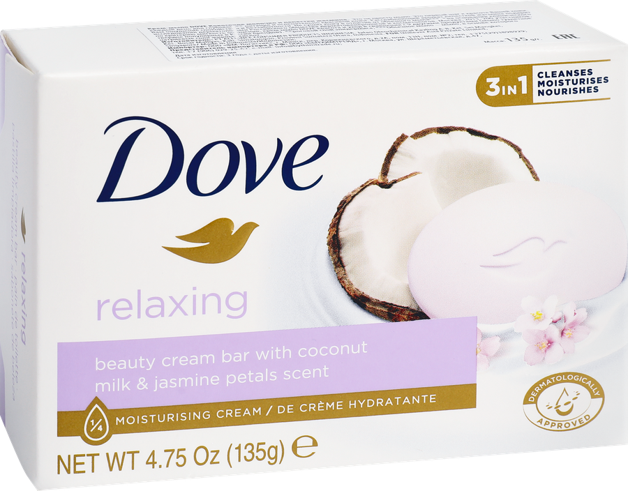 Крем-мыло DOVE Кокосовое молочко и лепестки жасмина бессульфатное, 135г, предпросмотр