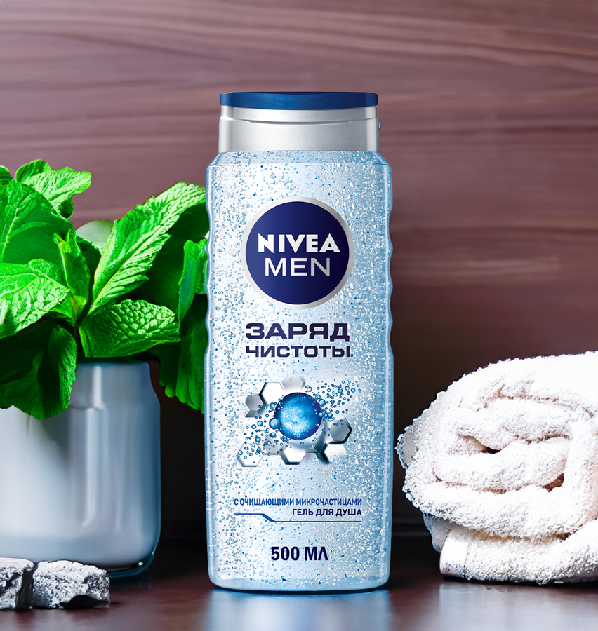 Гель для душа мужской NIVEA Заряд чистоты, 500мл, превью