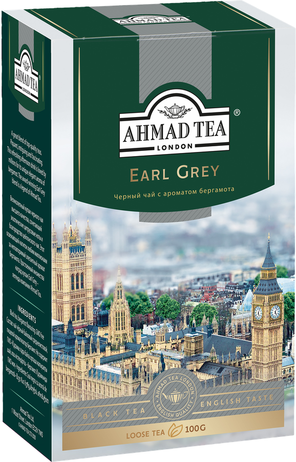 Чай черный AHMAD TEA Earl Grey байховый листовой ароматизированный, 100г, превью