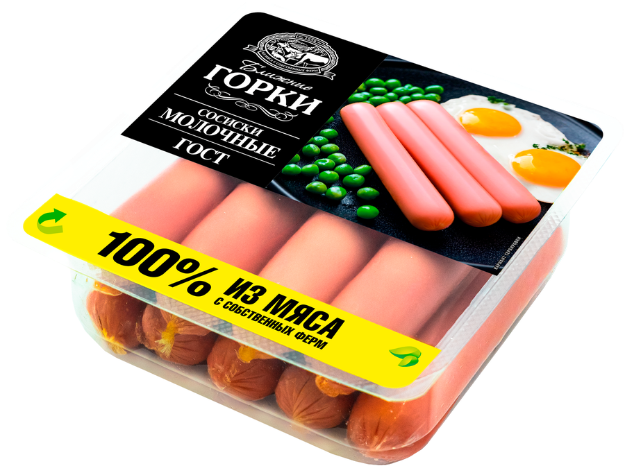 Сосиски БЛИЖНИЕ ГОРКИ Молочные ГОСТ, 450г, предпросмотр