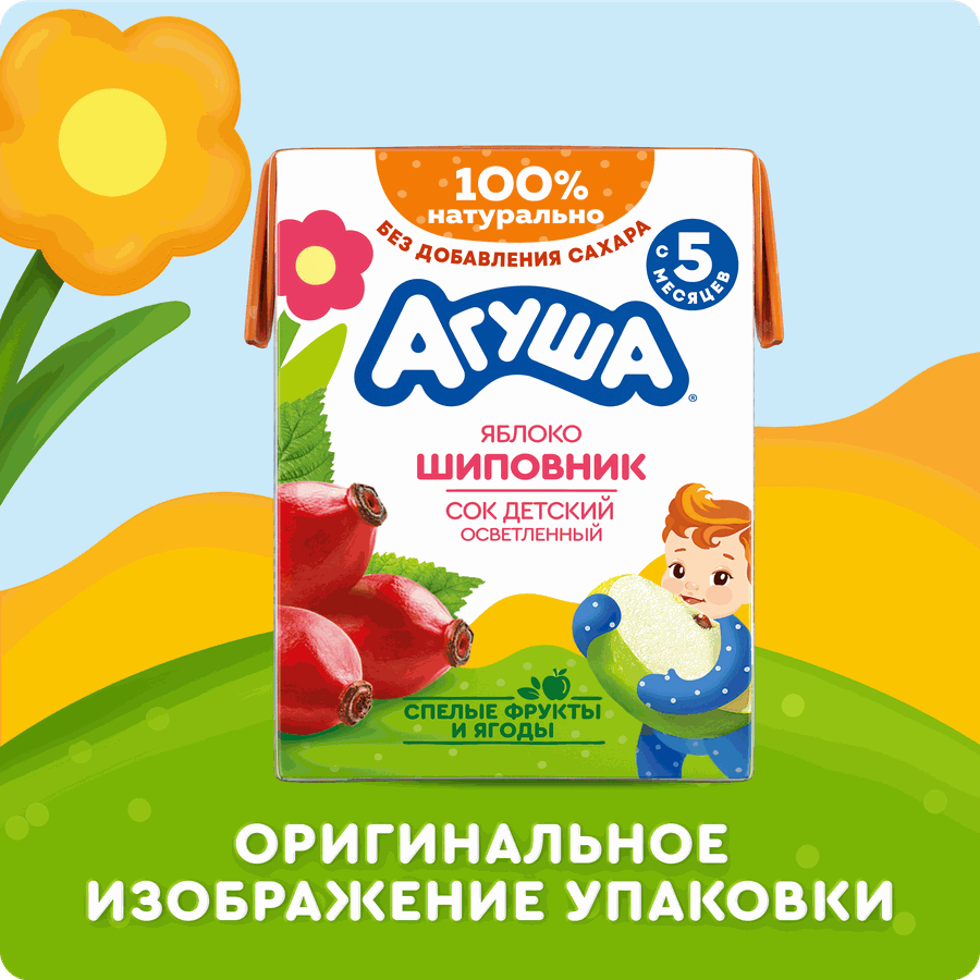 Сок детский АГУША Яблоко-шиповник, с 5 месяцев, 200мл, предпросмотр
