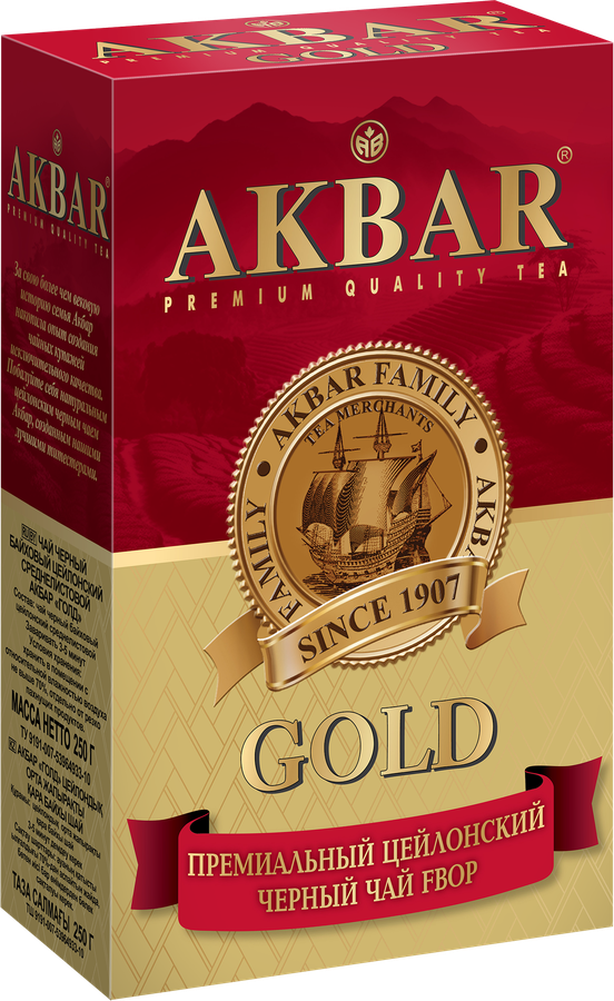 Чай черный AKBAR Gold цейлонский байховый, среднелистовой, 250г, превью