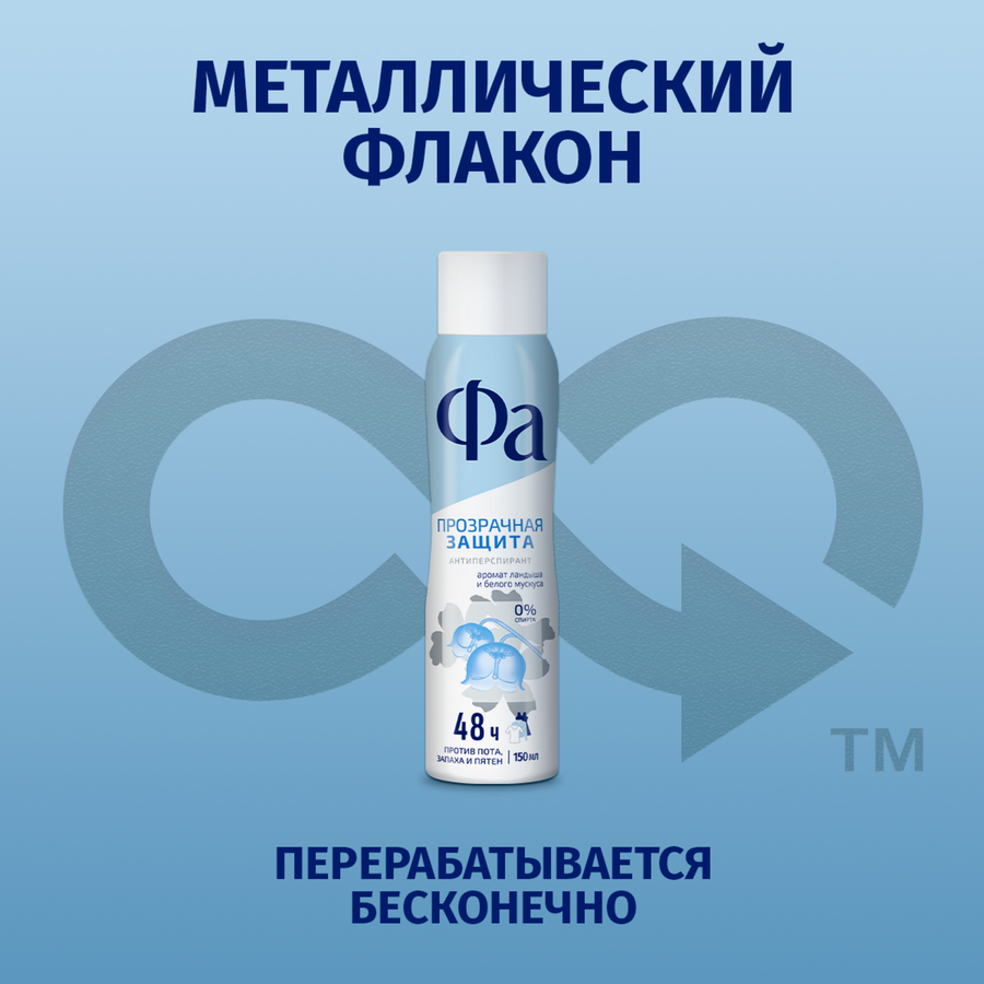 Дезодорант-антиперспирант спрей женский ФА Прозрачная защита, 150мл, превью