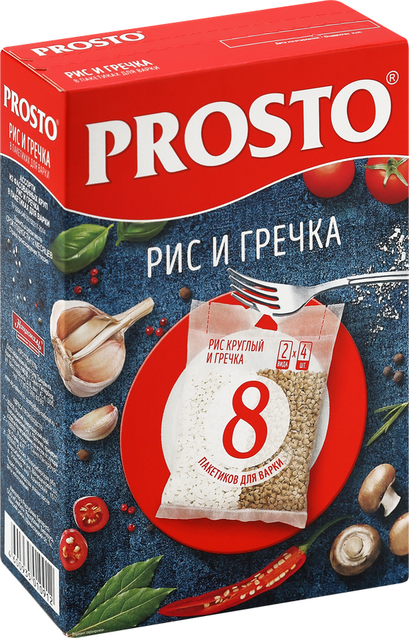Ассорти круп PROSTO Рис 1-й сорт, греча высший сорт, в пакетиках, 8х62,5г, превью