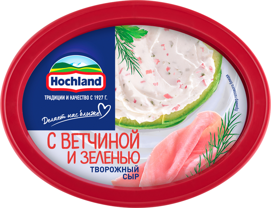 Сыр творожный HOCHLAND с ветчиной и зеленью 60%, без змж, 140г, предпросмотр