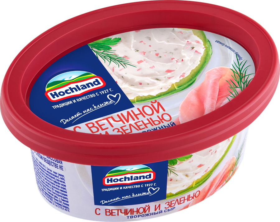 Сыр творожный HOCHLAND с ветчиной и зеленью 60%, без змж, 140г, превью