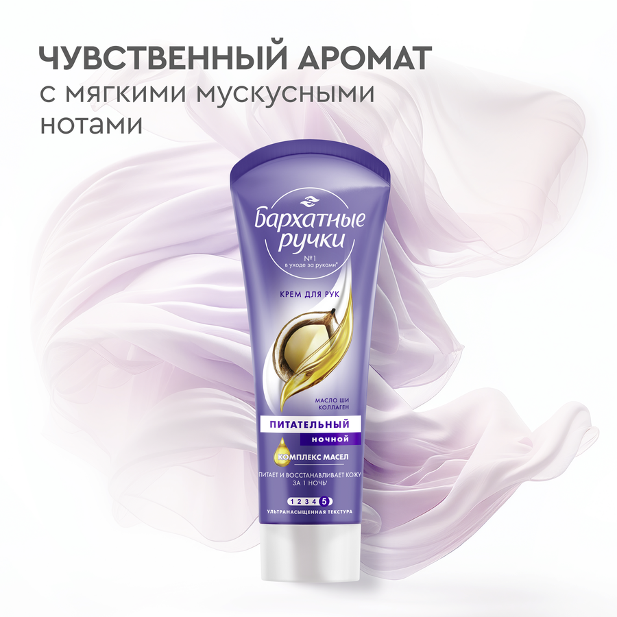 Крем ночной для рук БАРХАТНЫЕ РУЧКИ питательный, восстанавливающий, 80мл, превью