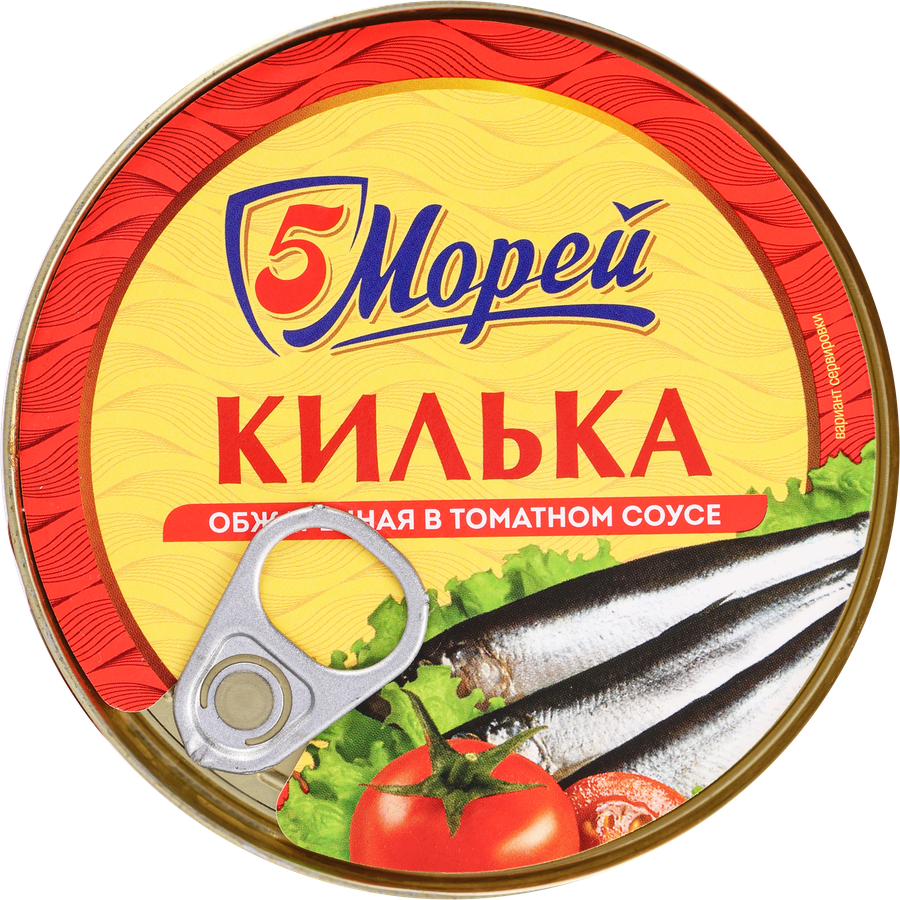 Килька 5 МОРЕЙ в томатном соусе, обжаренная, 240г, превью