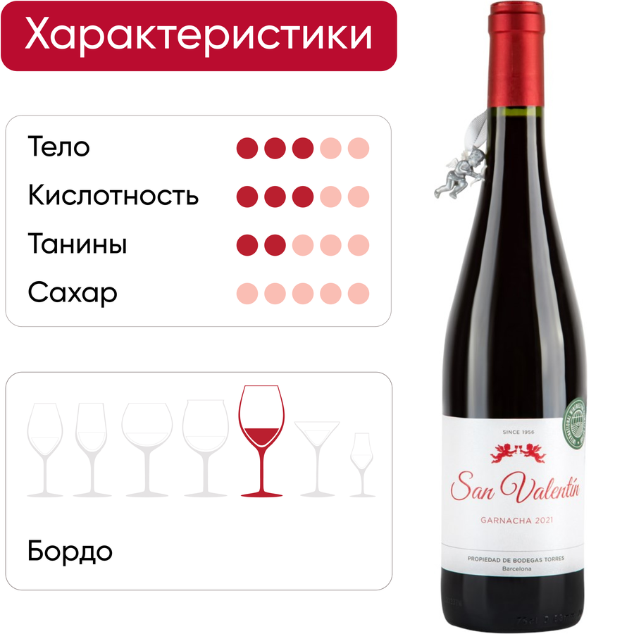 Вино SAN VALENTIN Гарнача красное сухое, 0.75л, превью