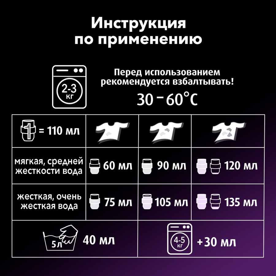 Гель для стирки темных вещей ЛАСКА Эффект восстановления Сияние черного, 1л, превью