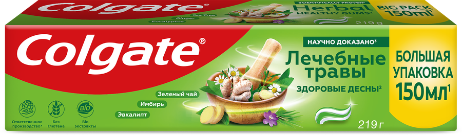 Зубная паста COLGATE Лечебные травы с натуральными ингредиентами для здоровья зубов и десен, 150мл, предпросмотр
