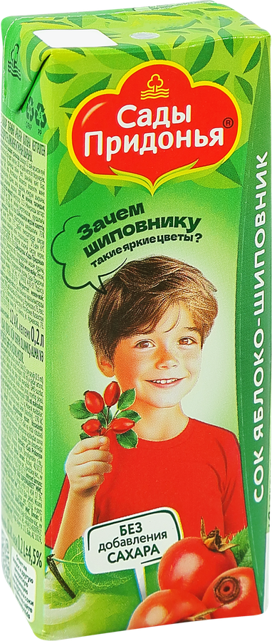 Сок САДЫ ПРИДОНЬЯ Яблоко, шиповник, с 6 месяцев, 200мл, предпросмотр